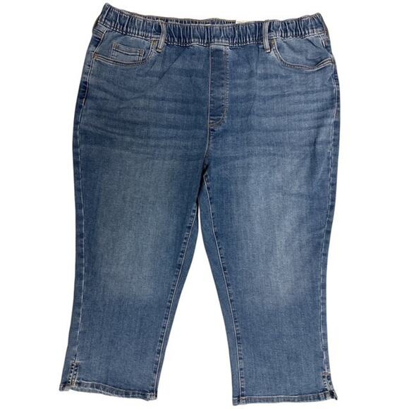 Croft & Barrow XL Capri Jeans Blue Mid-Rise Mid-Calf Stretch Waist Pull-On Pants - Picture 1 of 6